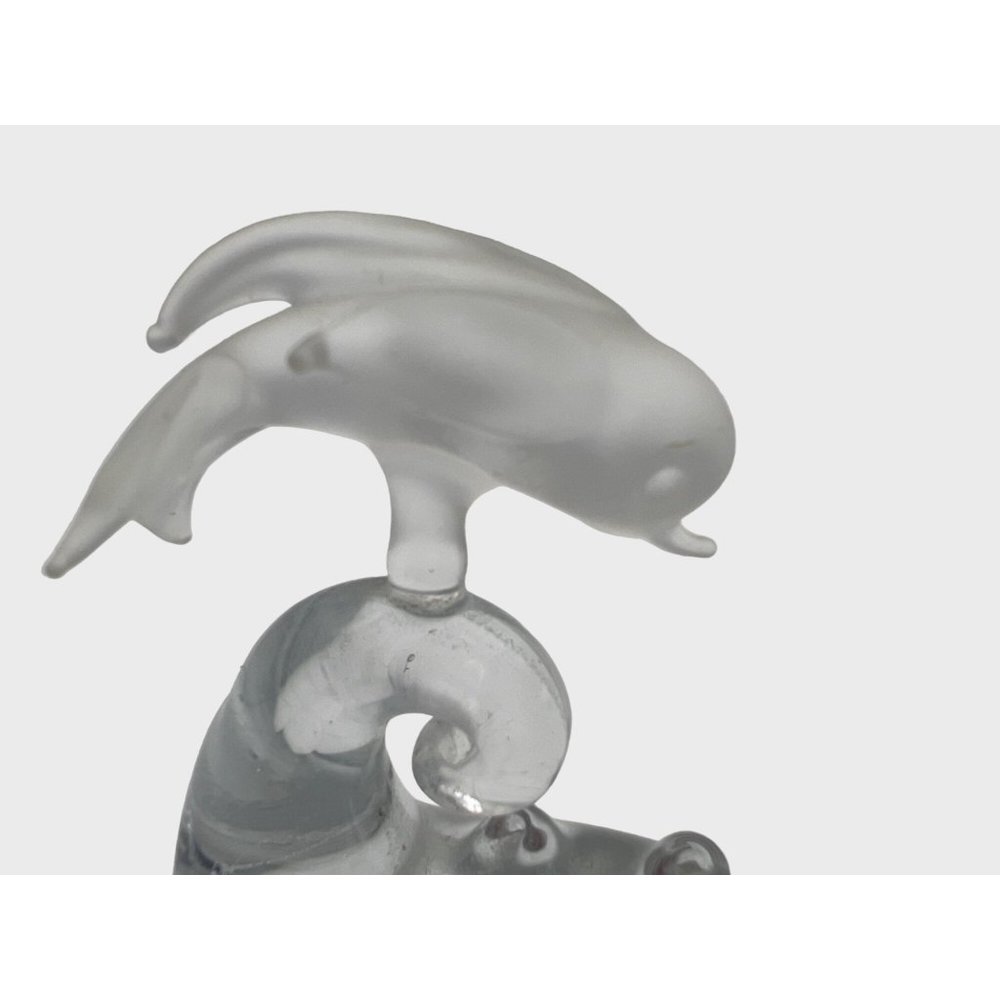 Miniature Glass Dolphin Figurine Riding the Waves Porpoise Beach Decor 3" Tall - Picture 7 of 7